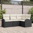 vidaXL Tuinbank Set met kussen 4 pcs Zwart en Wit poly rattan