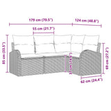 vidaXL Tuinbank Set met kussen 4 pcs Zwart en Wit poly rattan