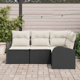 vidaXL Tuinbank Set met kussen 4 pcs Zwart en Wit poly rattan