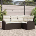 vidaXL Tuinbank Set met kussen 4 pcs Zwart en Wit poly rattan