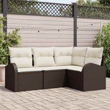 vidaXL Tuinbank Set met kussen 4 pcs Zwart en Wit poly rattan