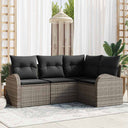 vidaXL Tuinbank Set met kussen 4 pcs Zwart en Wit poly rattan