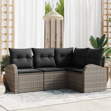 vidaXL Tuinbank Set met kussen 4 pcs Zwart en Wit poly rattan