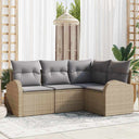 vidaXL Tuinbank Set met kussen 4 pcs Zwart en Wit poly rattan