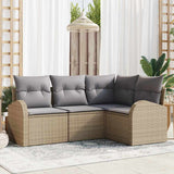 vidaXL Tuinbank Set met kussen 4 pcs Zwart en Wit poly rattan
