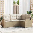 vidaXL Tuinbank Set met kussen 4 pcs Zwart en Wit poly rattan