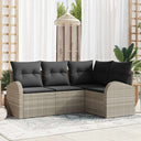 vidaXL Tuinbank Set met kussen 4 pcs Zwart en Wit poly rattan