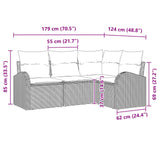 vidaXL Tuinbank Set met kussen 4 pcs Bruin en Rood poly rattan