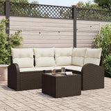 vidaXL Tuinbank Set met kussen 4 pcs Zwart en Wit poly rattan