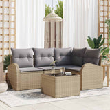 vidaXL Tuinbank Set met kussen 4 pcs Zwart en Wit poly rattan
