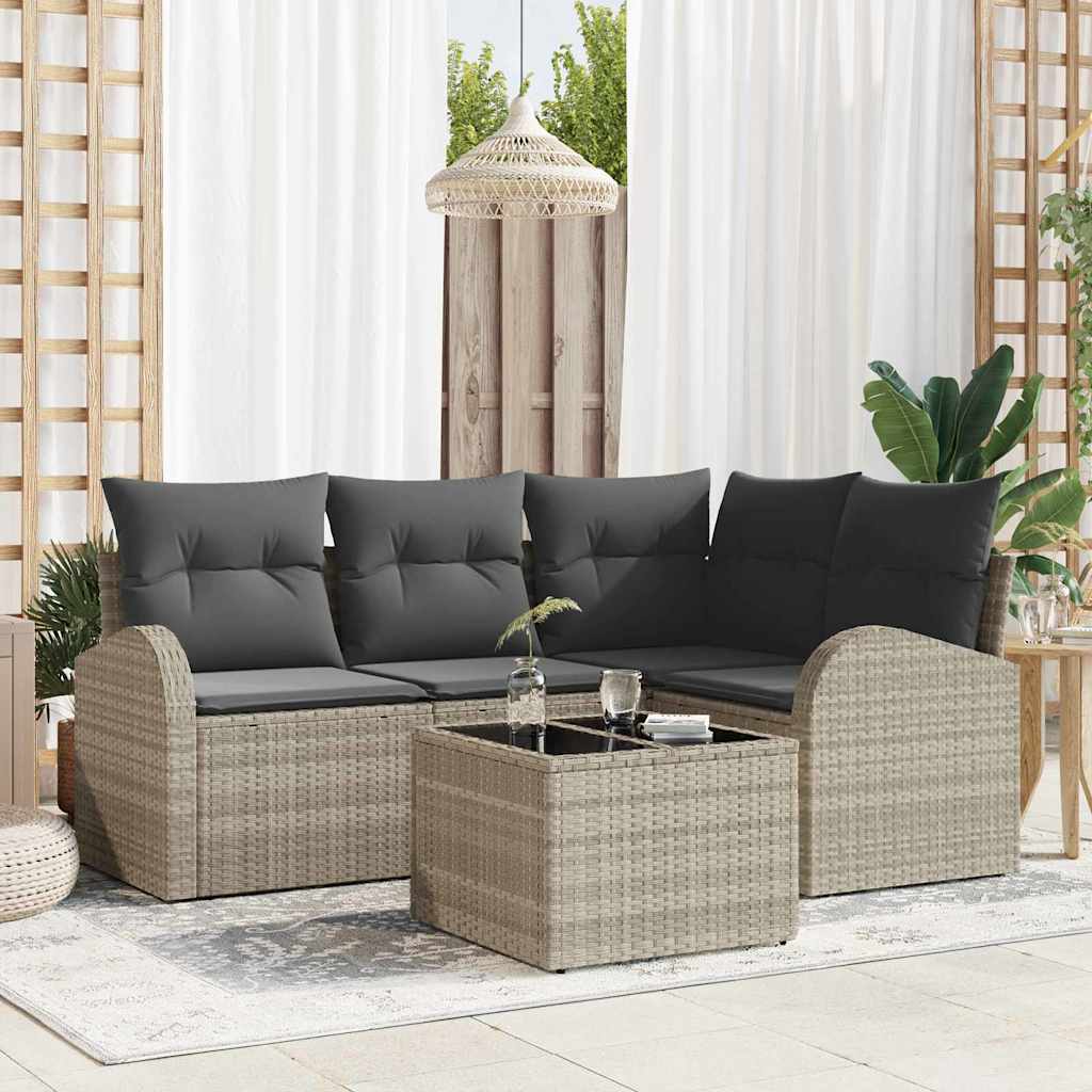 vidaXL Tuinbank Set met kussen 4 pcs Zwart en Wit poly rattan