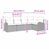 vidaXL Tuinbank Set met kussen 5 pcs Zwart en Wit poly rattan