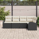 vidaXL Tuinbank Set met kussen 5 pcs Zwart en Wit poly rattan