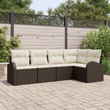 vidaXL Tuinbank Set met kussen 5 pcs Zwart en Wit poly rattan