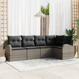 vidaXL Tuinbank Set met kussen 5 pcs Zwart en Wit poly rattan