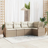vidaXL Tuinbank Set met kussen 5 pcs Zwart en Wit poly rattan