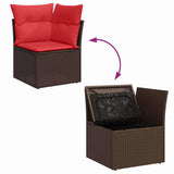 vidaXL Garden Sofa Set with Cushion 5 pcs Brown and Red poly rattan