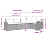 vidaXL Garden Sofa Set with Cushion 5 pcs Brown and Red poly rattan