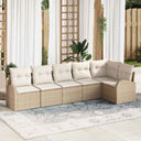 vidaXL Tuinbank Set met kussen 6 pcs Zwart en Wit poly rattan