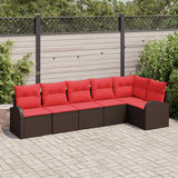 vidaXL Garden Bench Set with Cushion 6 pcs Brown and Red poly rattan