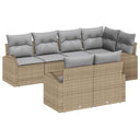 vidaXL Tuinbank Set met kussen 7 pcs Zwart en Wit poly rattan