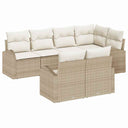 vidaXL Tuinbank Set met kussen 7 pcs Zwart en Wit poly rattan