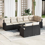 vidaXL Garden Sofa Set with cushion 8 pcs Black and White poly rattan