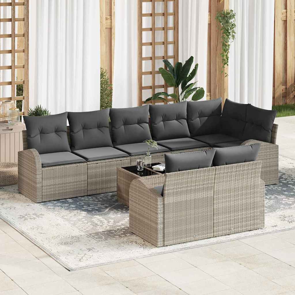 vidaXL Garden Sofa Set with cushion 8 pcs Black and White poly rattan