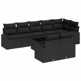 vidaXL Garden Sofa Set with cushion 8 pcs Black and White poly rattan