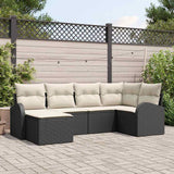 vidaXL Sofa set with cushions and storage 6 pcs Black and White poly rattan