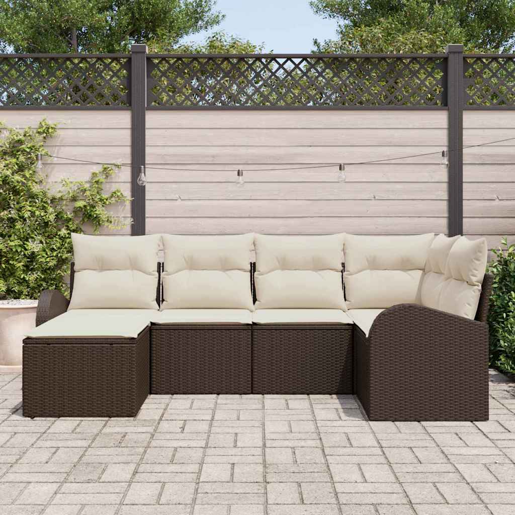 vidaXL Sofa set with cushions and storage 6 pcs Black and White poly rattan