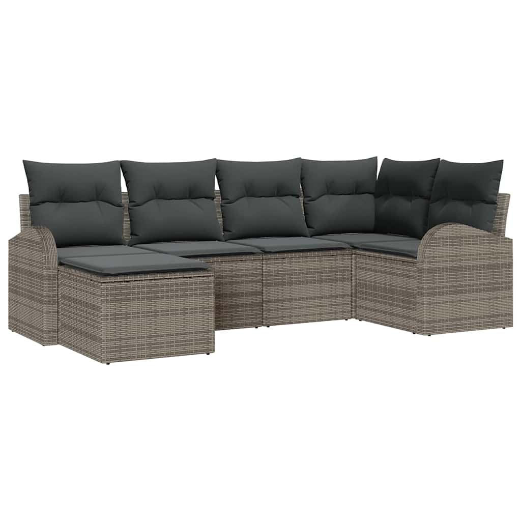 vidaXL Sofa set with cushions and storage 6 pcs Black and White poly rattan