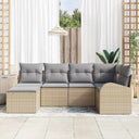 vidaXL Sofa set with cushions and storage 6 pcs Black and White poly rattan