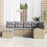vidaXL Sofa set with cushions and storage 6 pcs Black and White poly rattan