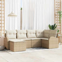 vidaXL Sofa set with cushions and storage 6 pcs Black and White poly rattan