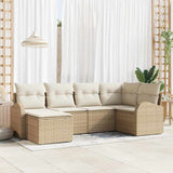 vidaXL Sofa set with cushions and storage 6 pcs Black and White poly rattan