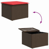 vidaXL Bankstel met kussen met opslag 6 pcs Bruin en Rood poly rattan