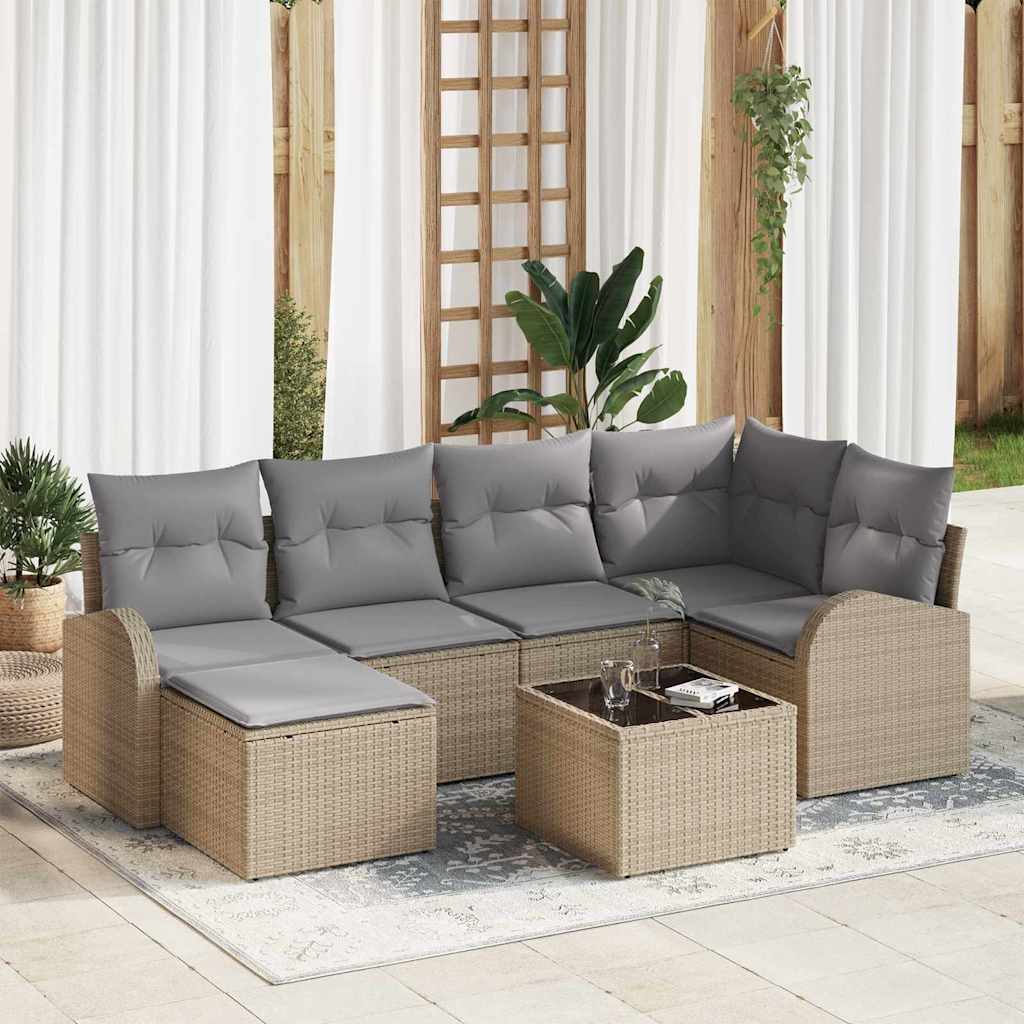 vidaXL Sofa set with cushions and storage 6 pcs Black and White poly rattan