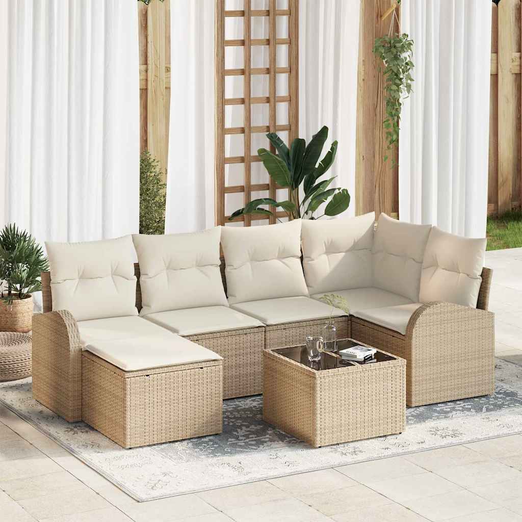 vidaXL Sofa set with cushions and storage 6 pcs Black and White poly rattan