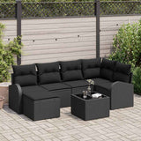 vidaXL Sofa set with cushions and storage 6 pcs Black and White poly rattan