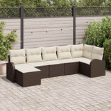 vidaXL Bankstel met kussen met opslag 7 pcs Zwart poly rattan