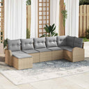 vidaXL Bankstel met kussen met opslag 7 pcs Zwart poly rattan