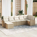vidaXL Bankstel met kussen met opslag 7 pcs Zwart poly rattan