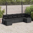 vidaXL Bankstel met kussen met opslag 7 pcs Zwart poly rattan