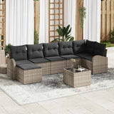 vidaXL Bankstel met kussen met opslag 7 pcs Zwart poly rattan