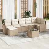vidaXL Bankstel met kussen met opslag 7 pcs Zwart poly rattan