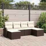 vidaXL Bankstel met kussen met opslag 6 pcs Zwart en Wit poly rattan