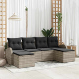 vidaXL Bankstel met kussen met opslag 6 pcs Zwart en Wit poly rattan