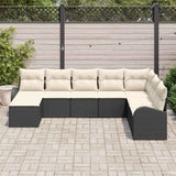 vidaXL Bankstel met kussen met opslag 8 pcs Zwart en Wit poly rattan