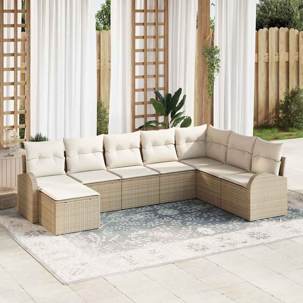 vidaXL Bankstel met kussen met opslag 8 pcs Zwart en Wit poly rattan